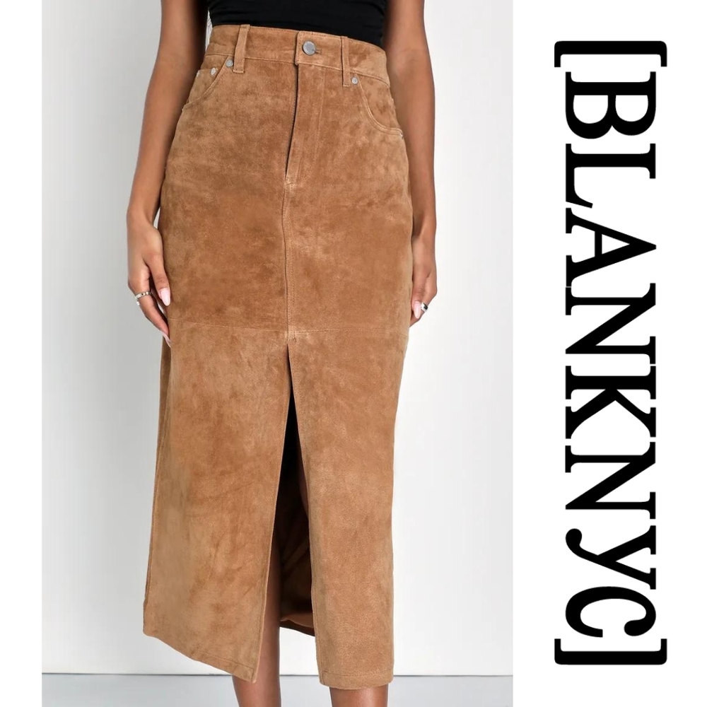 BlankNYC × Free People -Suede Midi Skirt- Tan - Size 24 - Picture 5 of 12